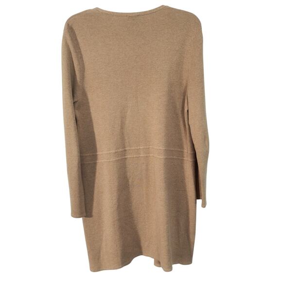 Talbots Longline Knit Cardigan Wmn's Size MP Tan Long Sleeve Pockets Open Front - Picture 3 of 13